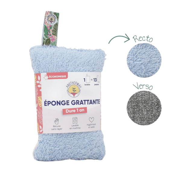 Éponge lavable et grattante bleue - 1